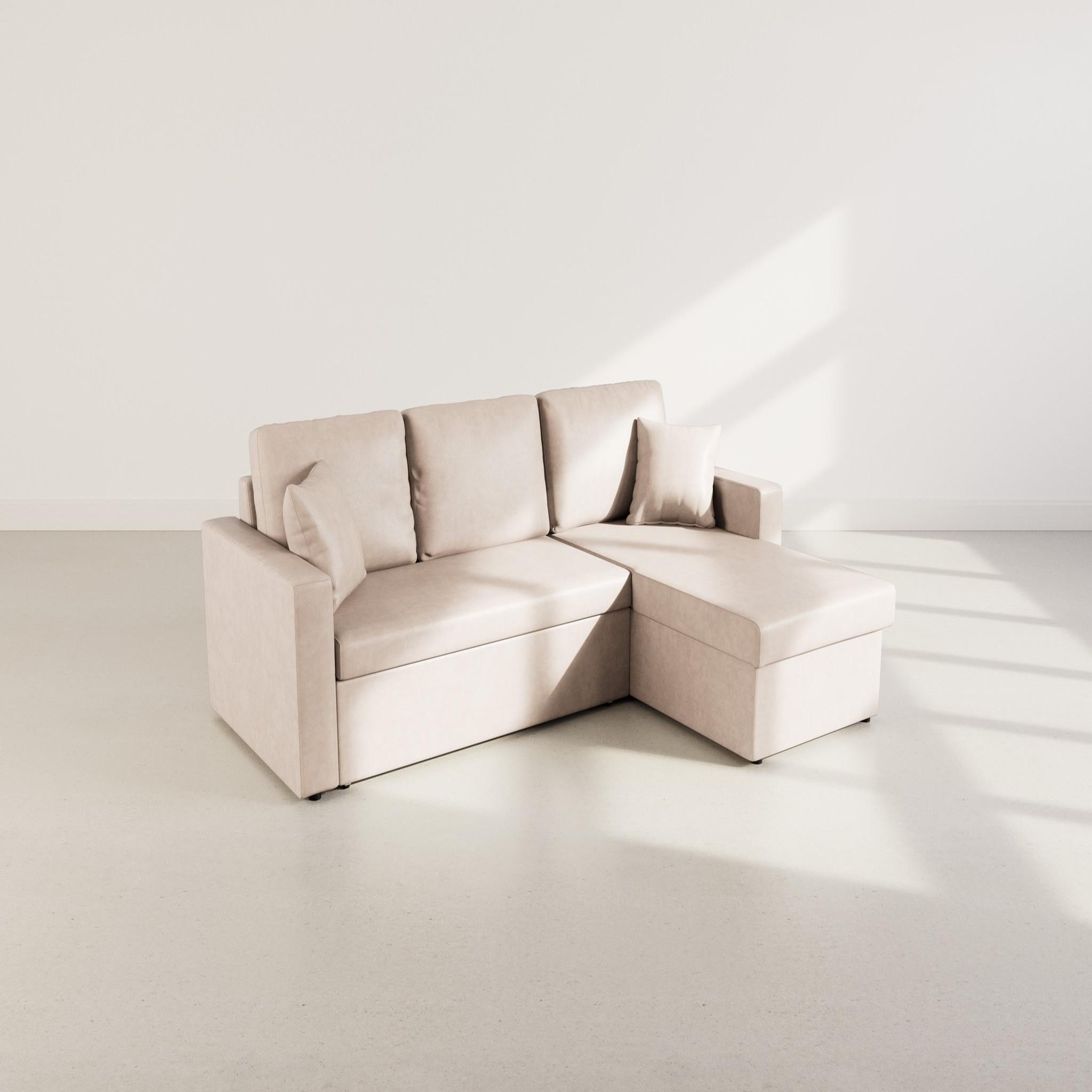 Voir la diapositive 6 : BEST MOBILIER Cyrus - canapé d'angle réversible 4 places - convertible avec coffre - en simili