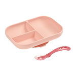 BEABA Set repas silicone 2 pièces compartimenté - rose