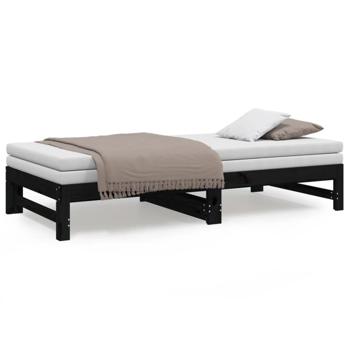 VIDAXL Lit coulissant sans matelas noir 2x(90x190) cm