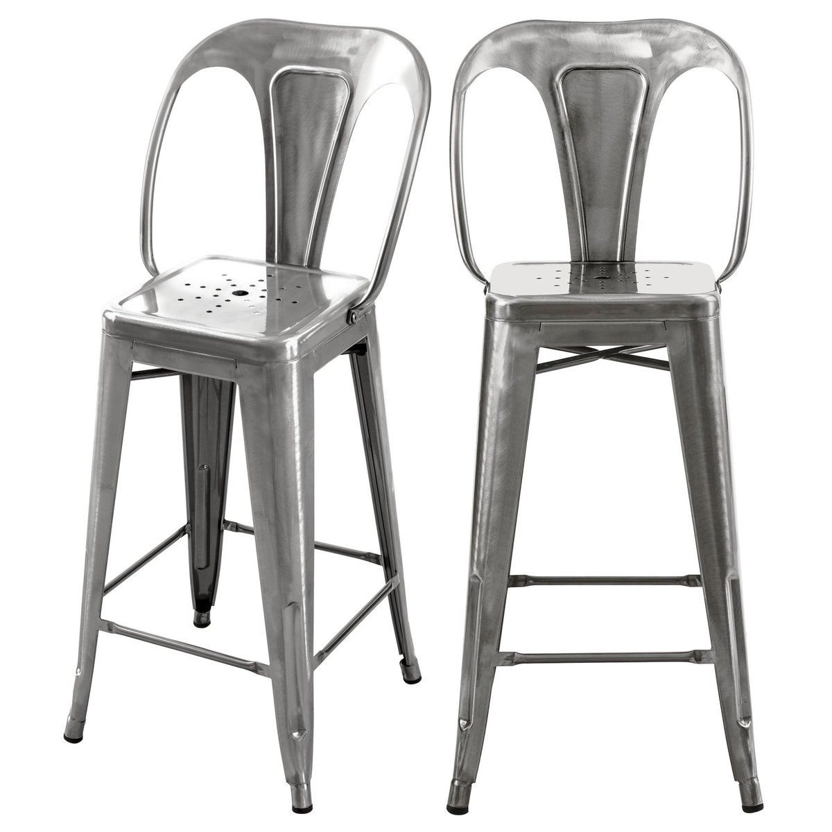 Rendez vous déco Lot de 2 chaises pour îlot central 67 cm en métal chrome - Indus