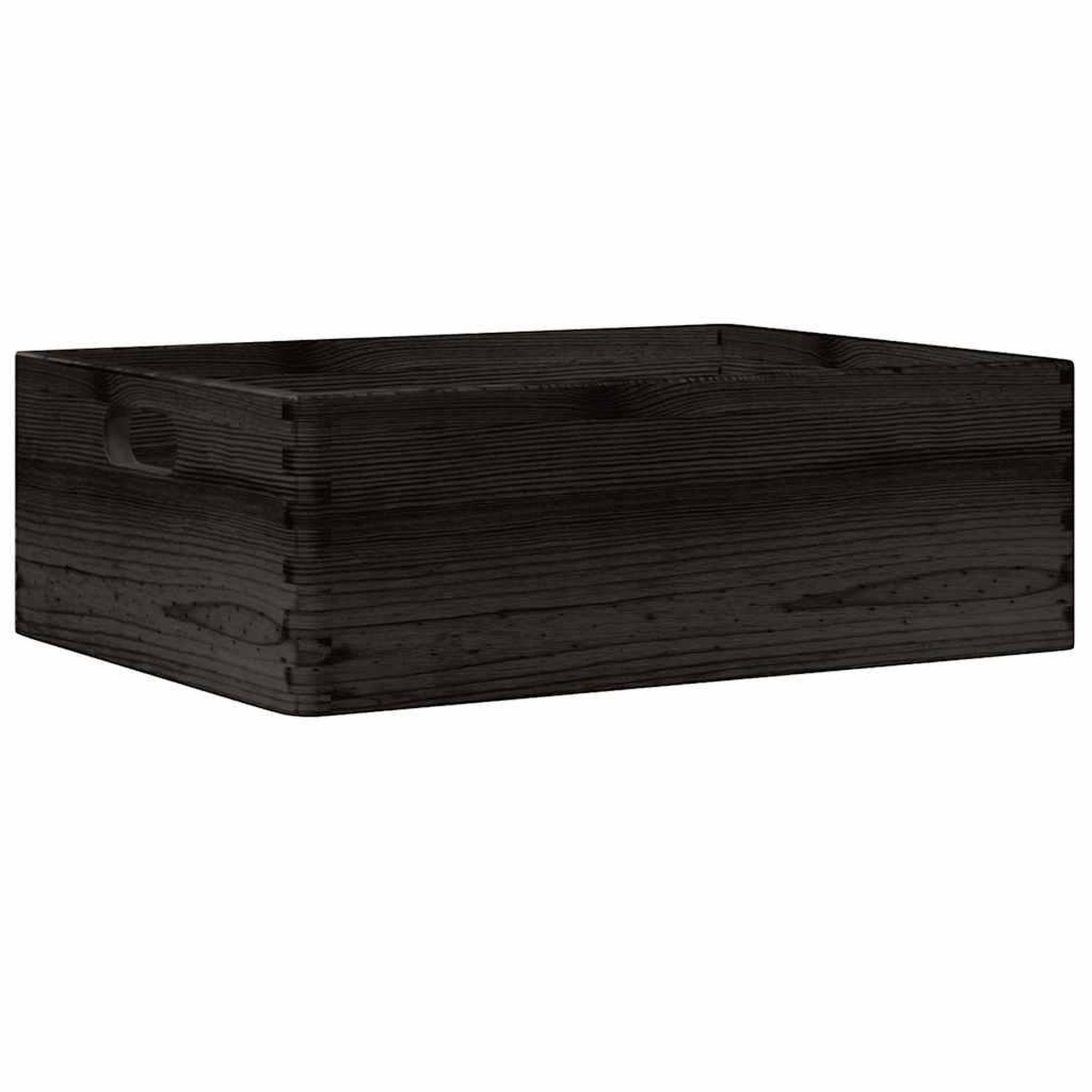 Voir la diapositive 2 : VIDAXL Boîte en bois avec poignees noir 40x30x13 cm bois de pin massif
