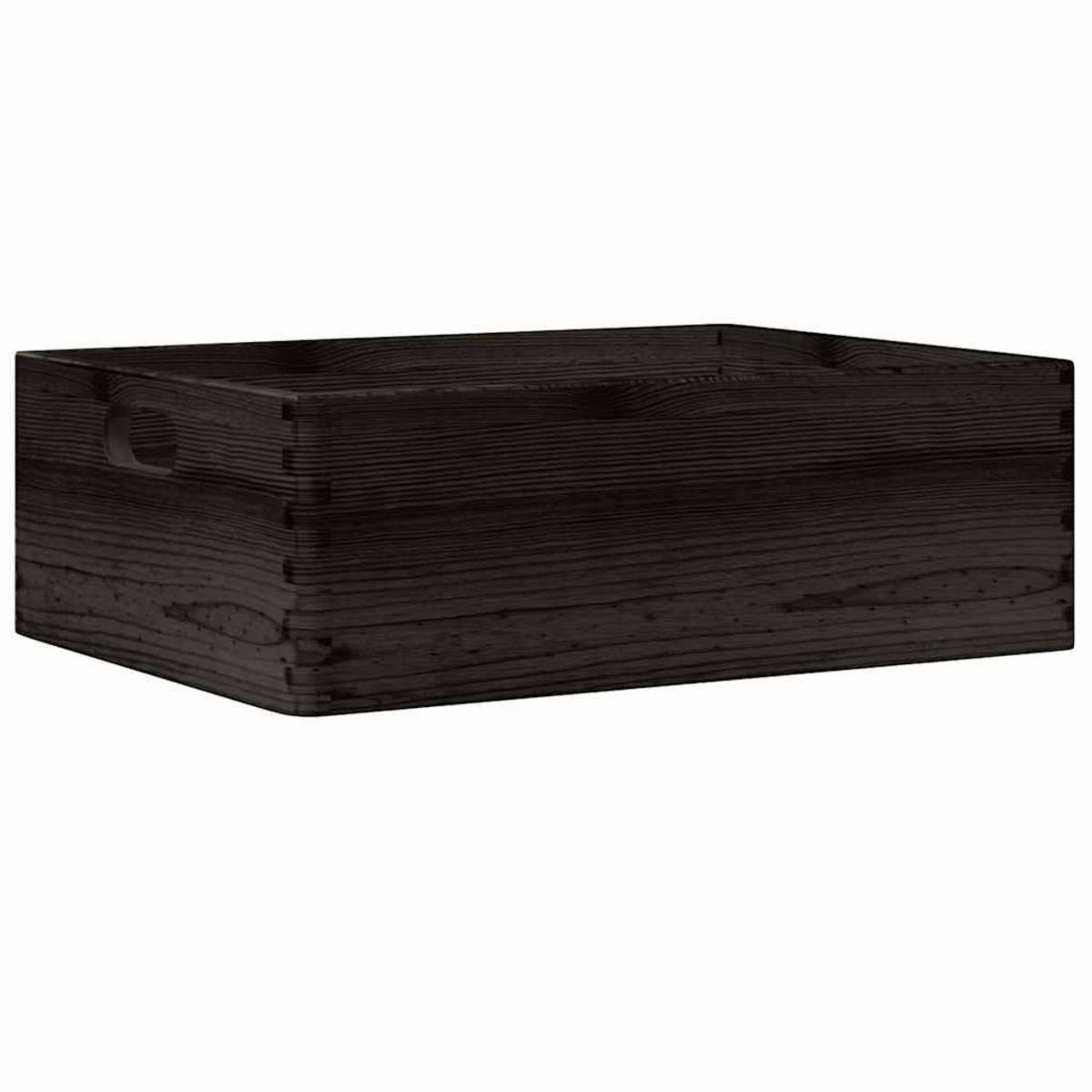 VIDAXL Boîte en bois avec poignees noir 40x30x13 cm bois de pin massif