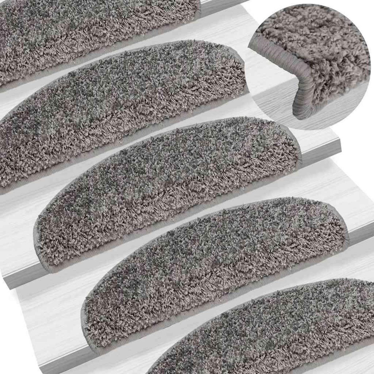 VIDAXL Tapis d'escalier 30 pcs gris 65x21x4 cm