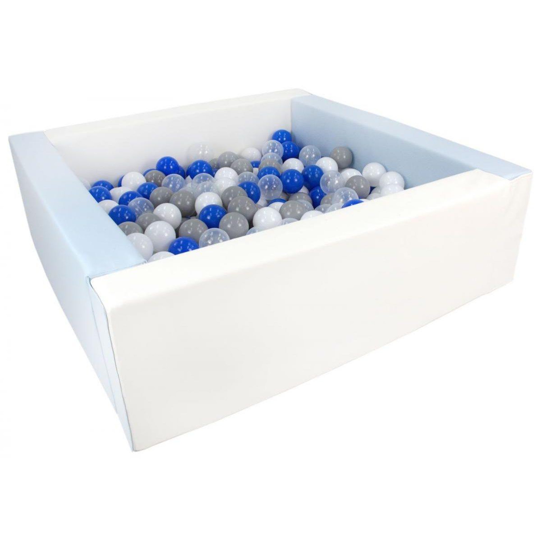 VELINDA Piscine à balles carrée avec 200 balles - blanc, bleu (pastel)/blanc, transparent, bleu, gris