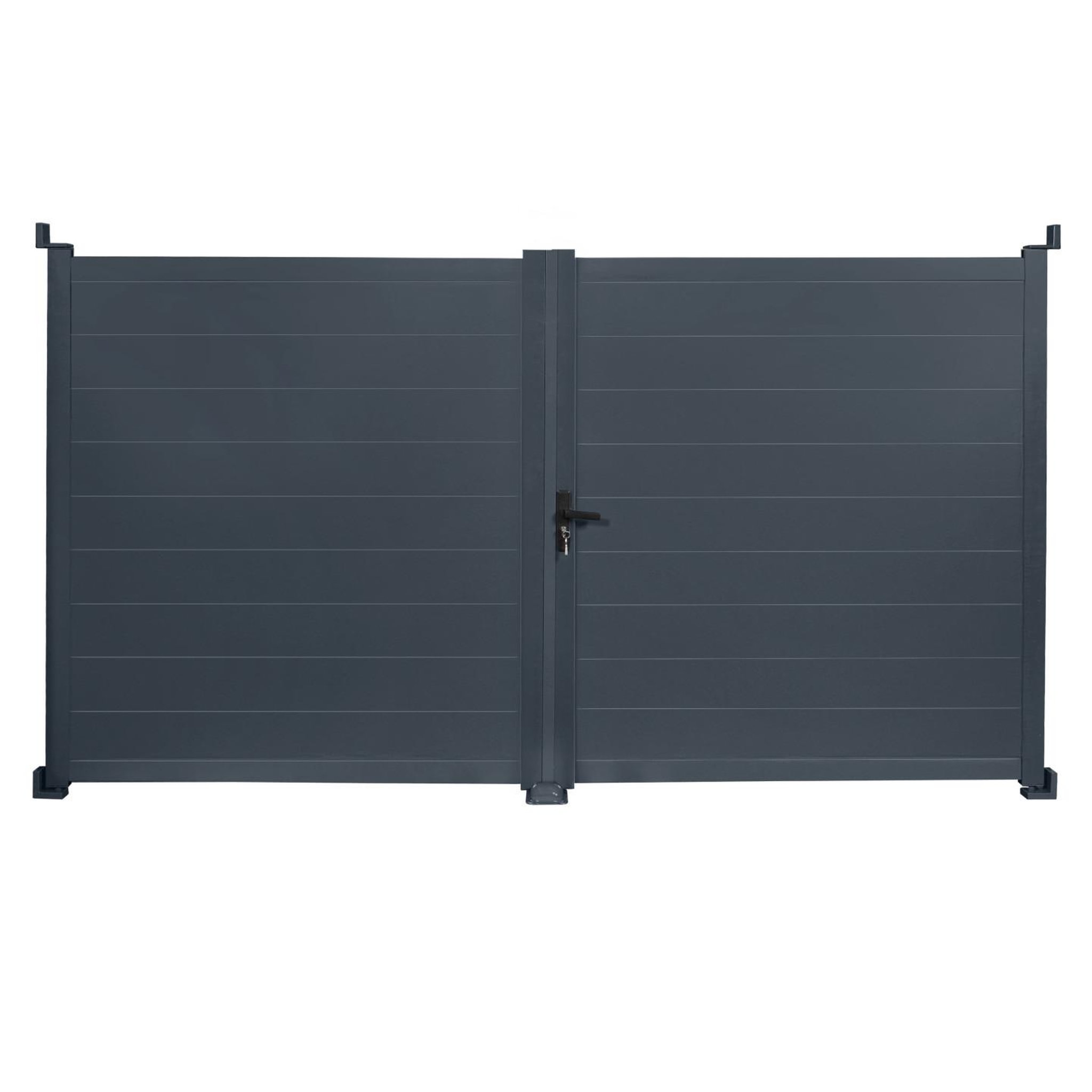 Voir la diapositive 3 : ID MARKET Portail battant 302x160 cm en aluminium gris anthracite