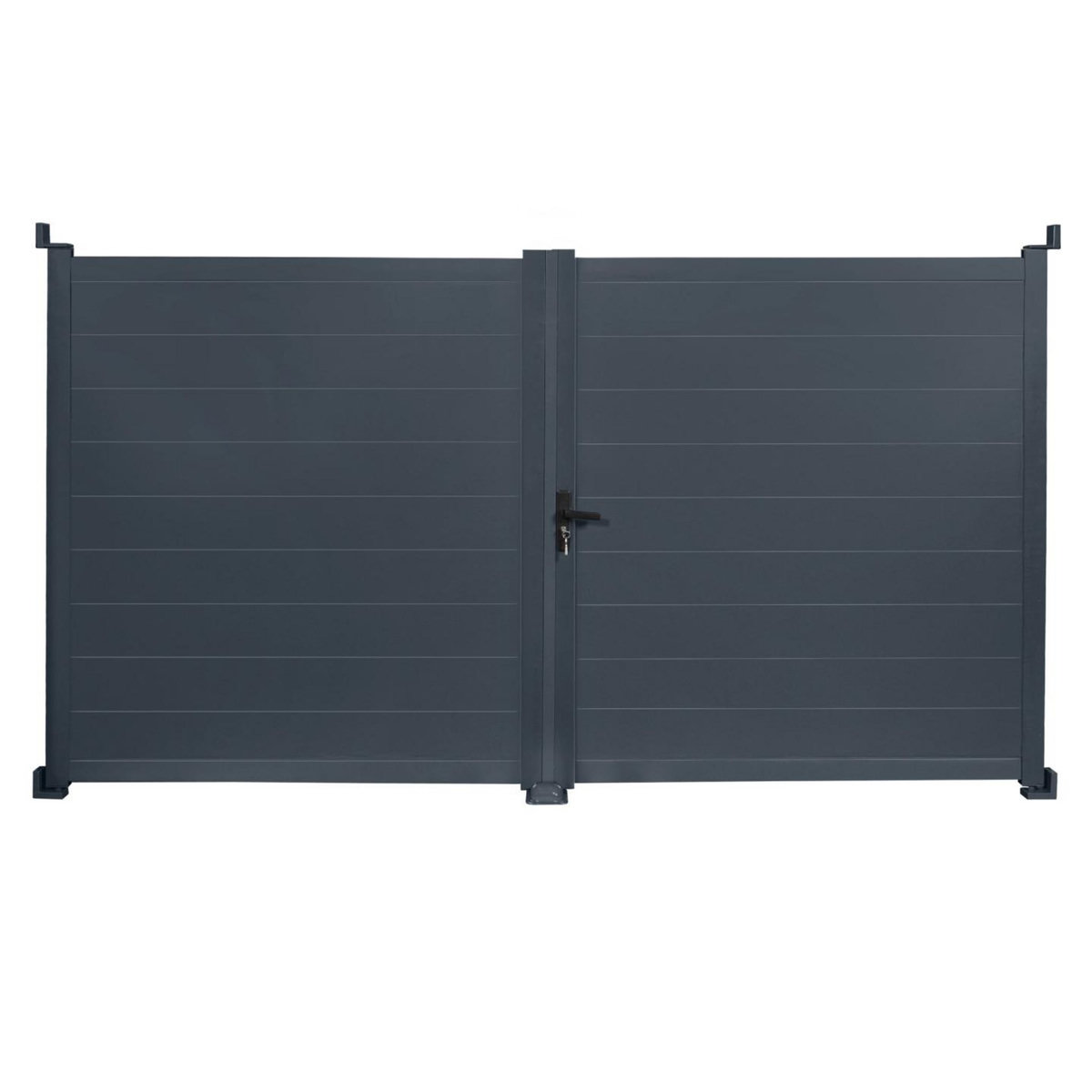 ID MARKET Portail battant 302x160 cm en aluminium gris anthracite