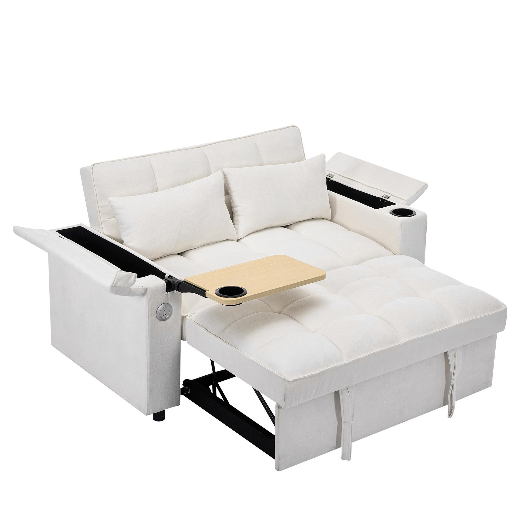 Voir la diapositive 1 : MERAX Canapé droit convertible 2 places tissu