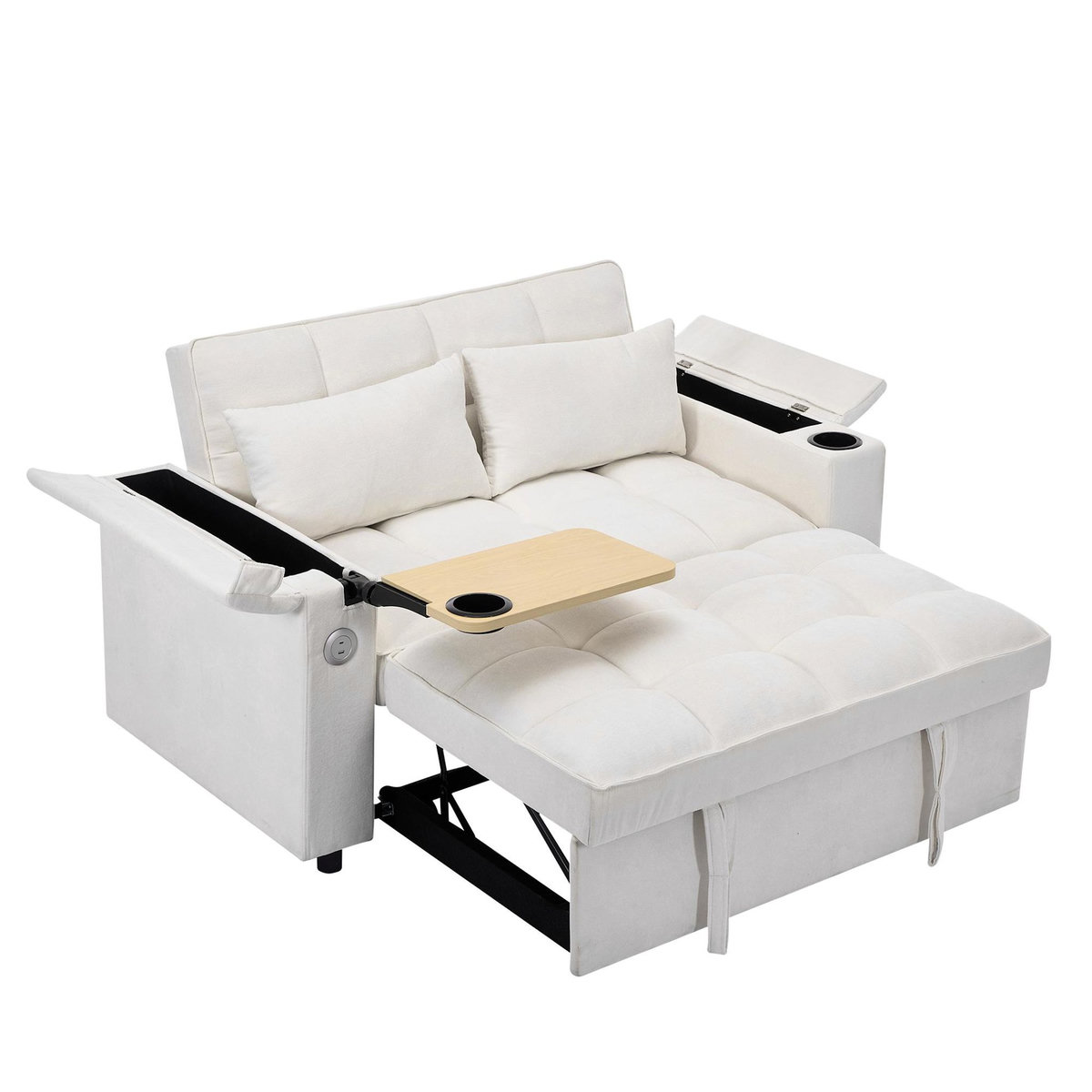 MERAX Canapé droit convertible 2 places tissu