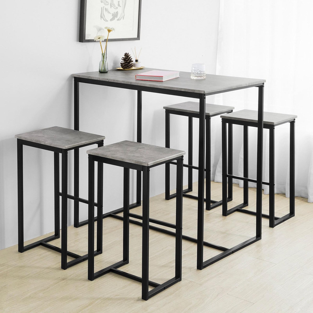 SOBUY SoBuy - Ensemble Table Et 4 Tabourets inclus - Industriel - OGT15
