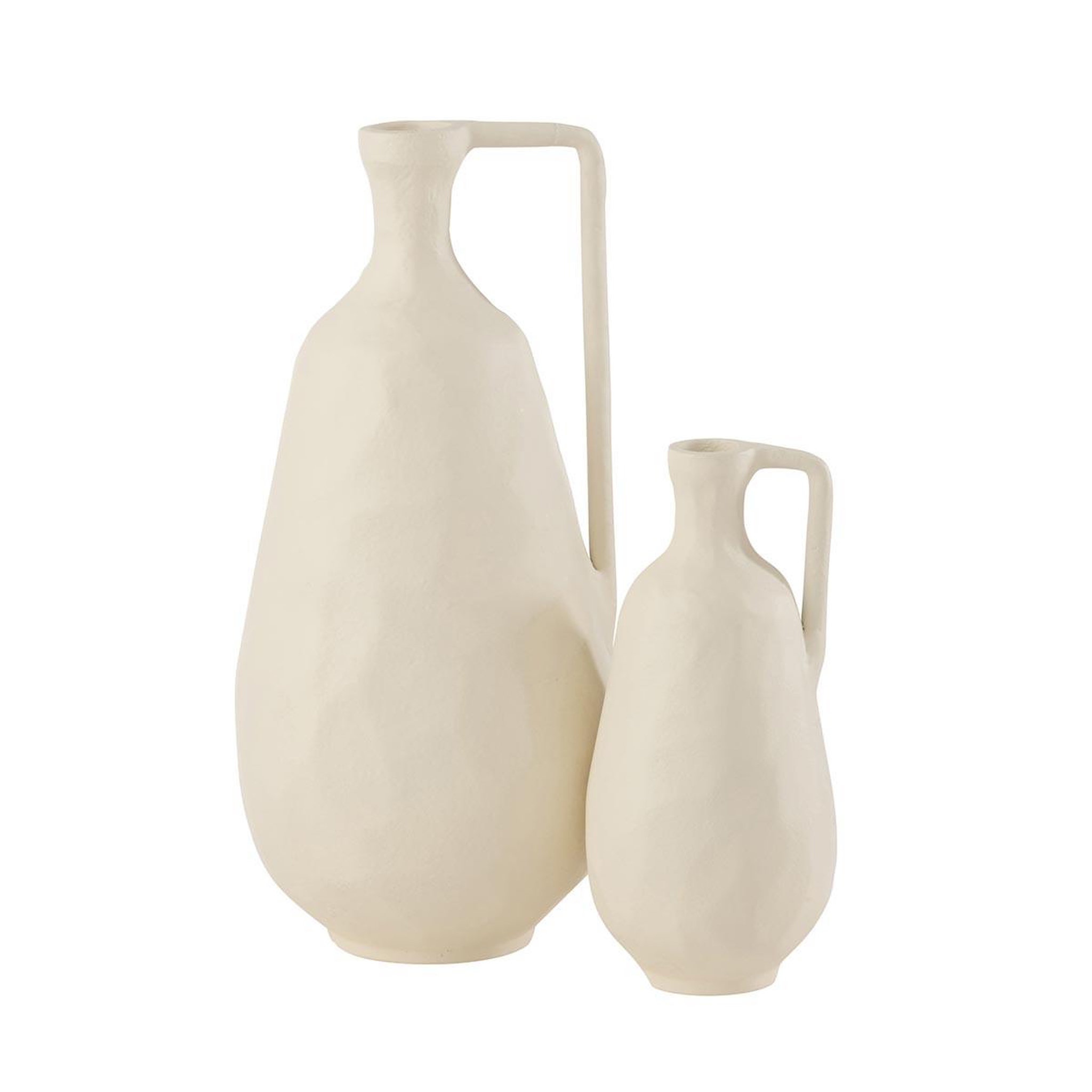 Voir la diapositive 2 : J-LINE Vase déco en métal  goa  23cm blanc