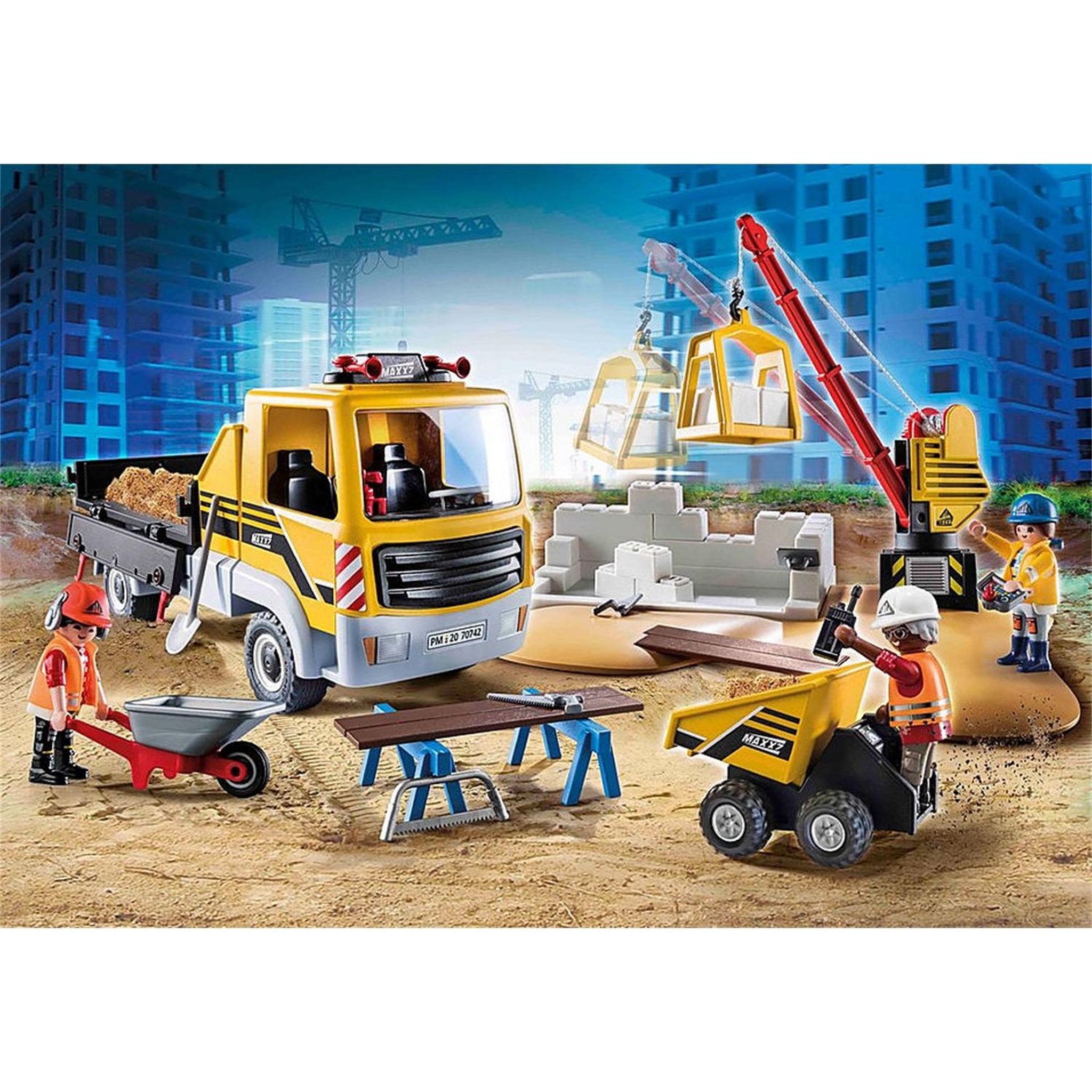 PLAYMOBIL City Action Site de travaux avec camion et ouvriers