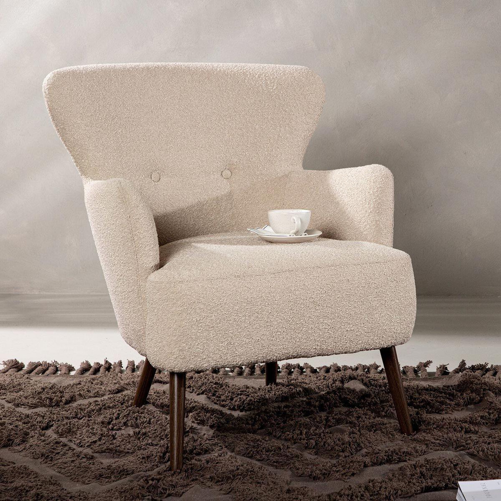 Voir la diapositive 6 : Paris Prix Fauteuil design bouclette  lincoln  85cm beige