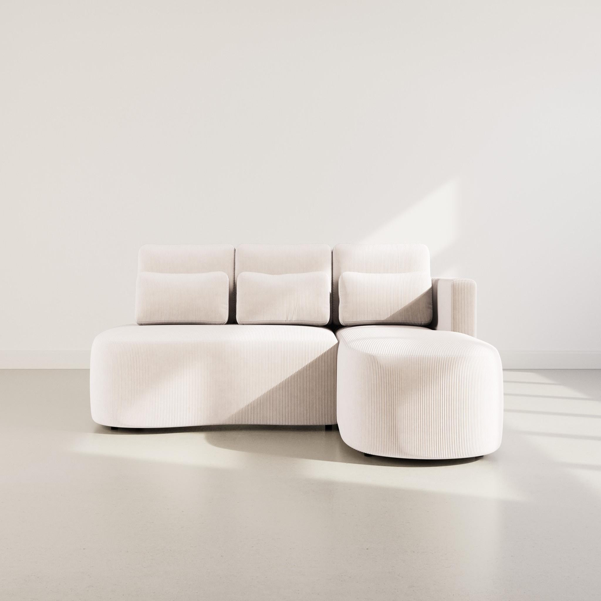 Voir la diapositive 5 : BEST MOBILIER Mahina - canapé d'angle droit 4 places convertible avec coffre en velours côtelé