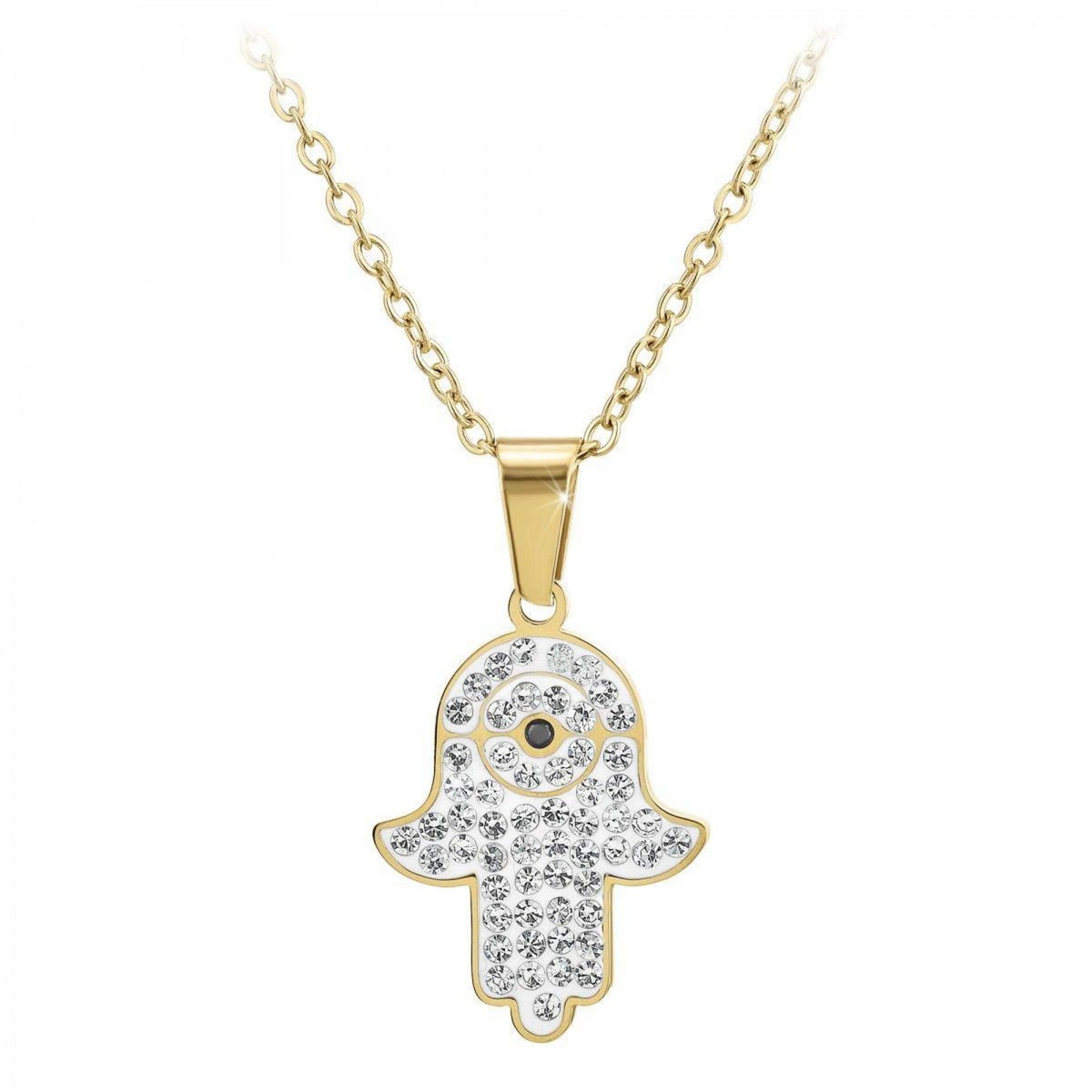 SC BOHEME Collier main de Fatma par SC Bohème orné d'un véritable diamant noir