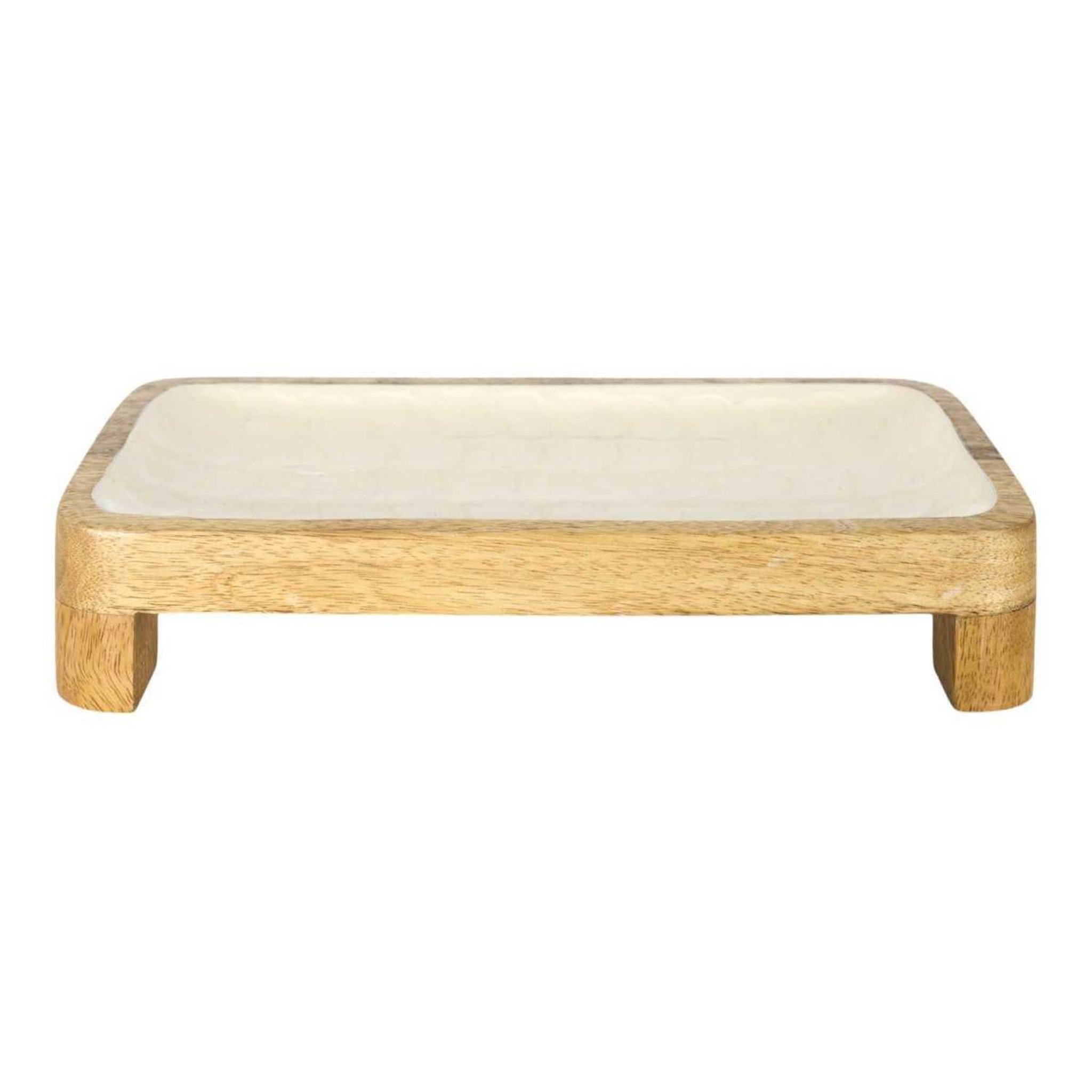 Voir la diapositive 2 : The Home Deco Factory Plat de présentation en bois  nerina  30cm beige