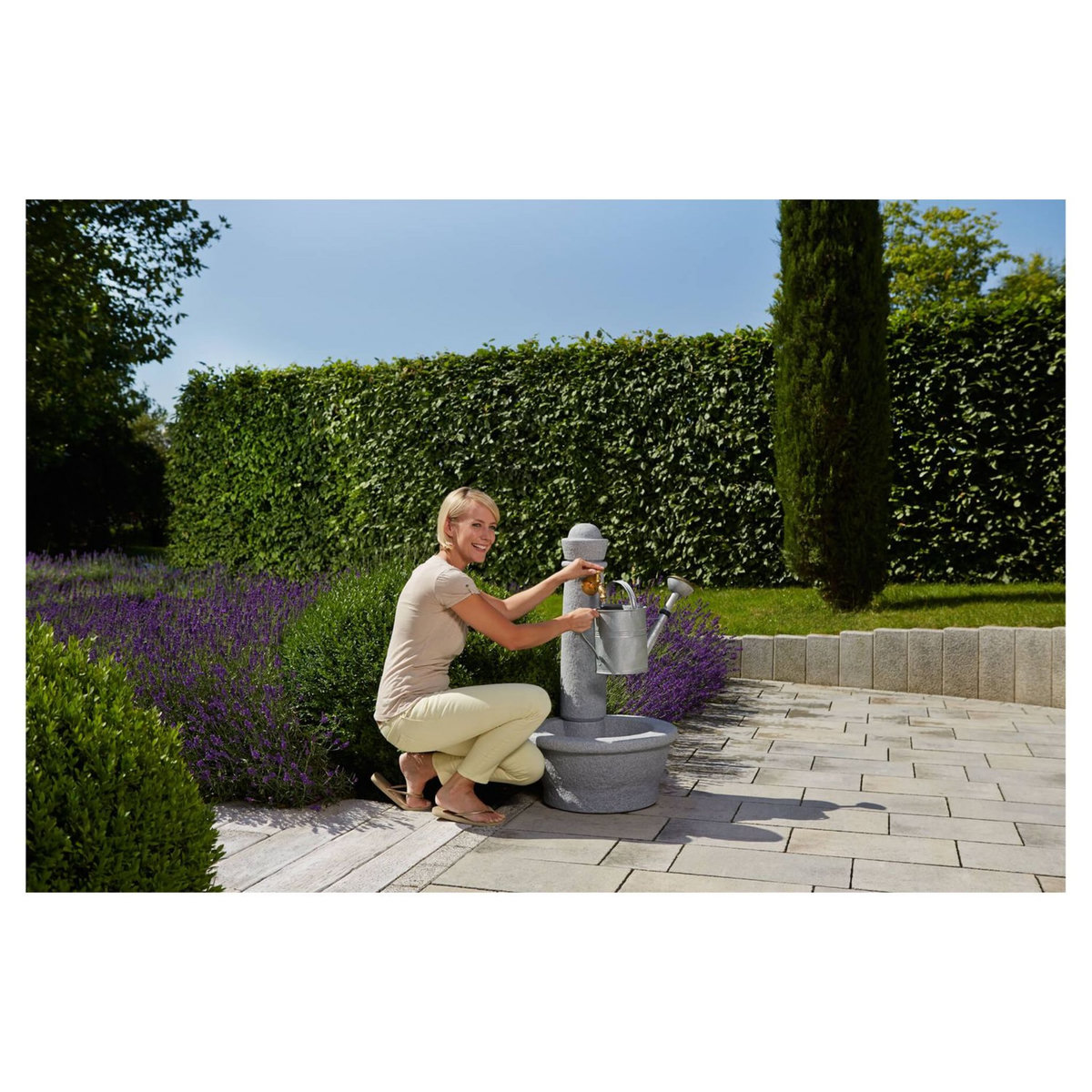 GARANTIA Fontaine Roma Gris Clair Robinet Nostalgie, Grande Vasque