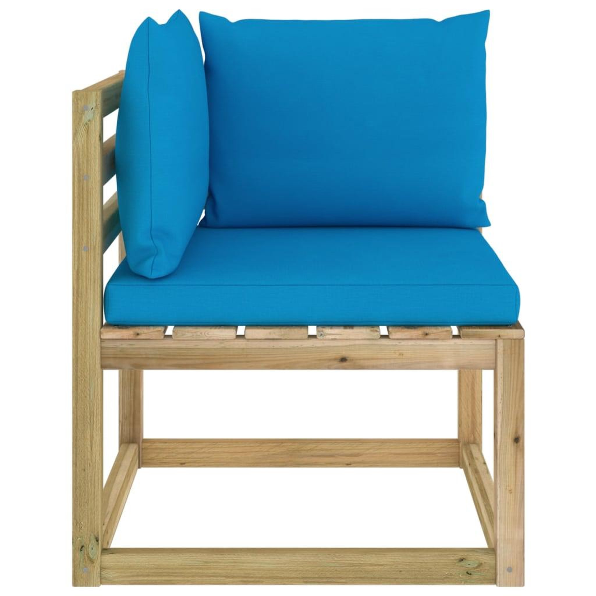 Voir la diapositive 2 : VIDAXL Canape d'angle de jardin avec coussins Bois impregne de vert