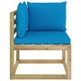 Voir la diapositive 2 : VIDAXL Canape d'angle de jardin avec coussins Bois impregne de vert