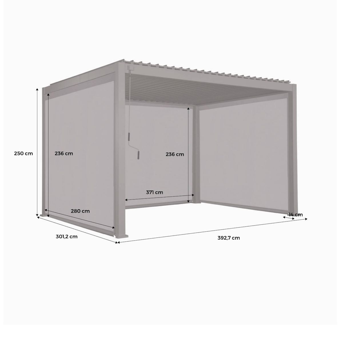 SWEEEK Pergola bioclimatique aluminium 3x4m + 2 stores 3m + 1 store 4m Triomphe