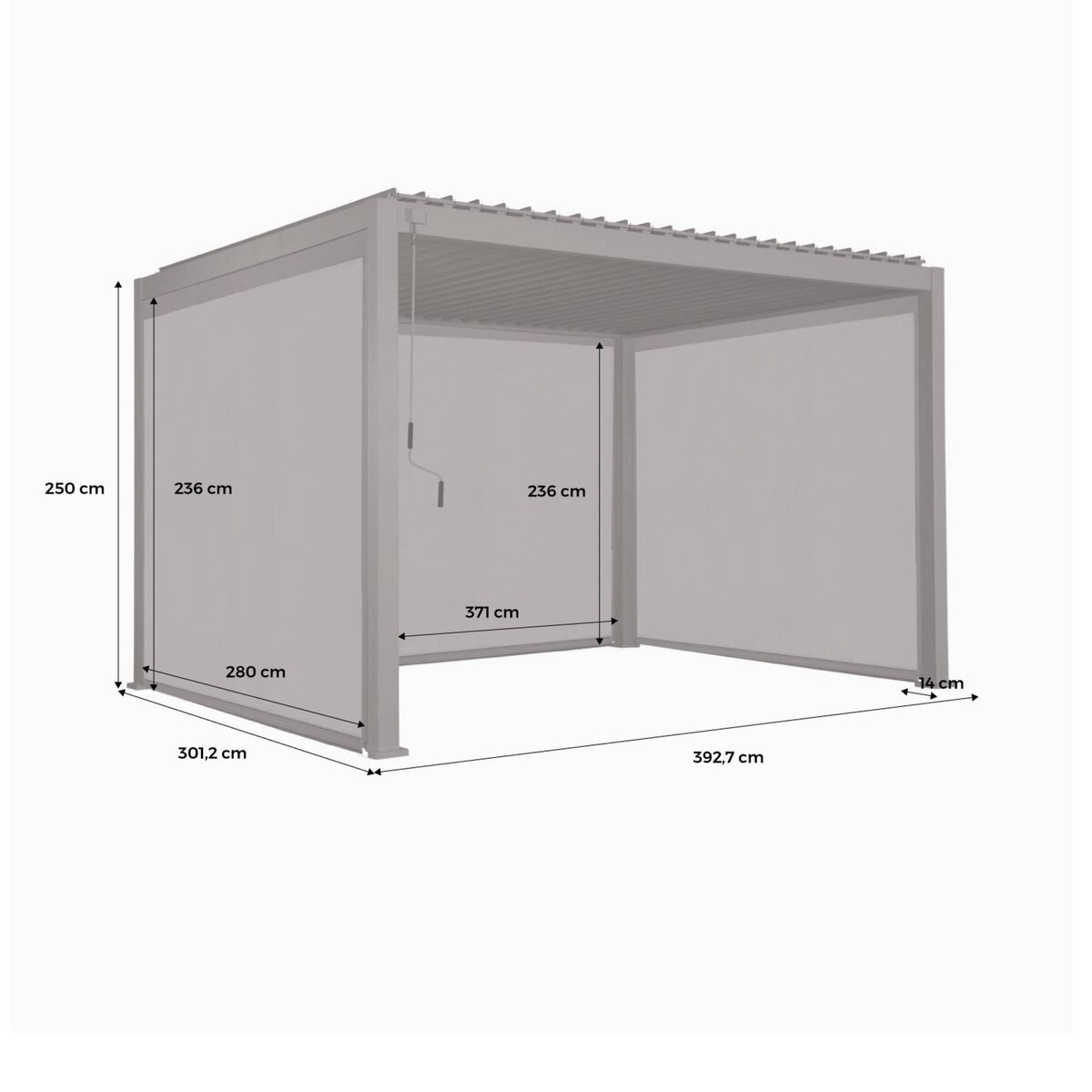 SWEEEK Pergola bioclimatique aluminium 3x4m + 2 stores 3m + 1 store 4m Triomphe
