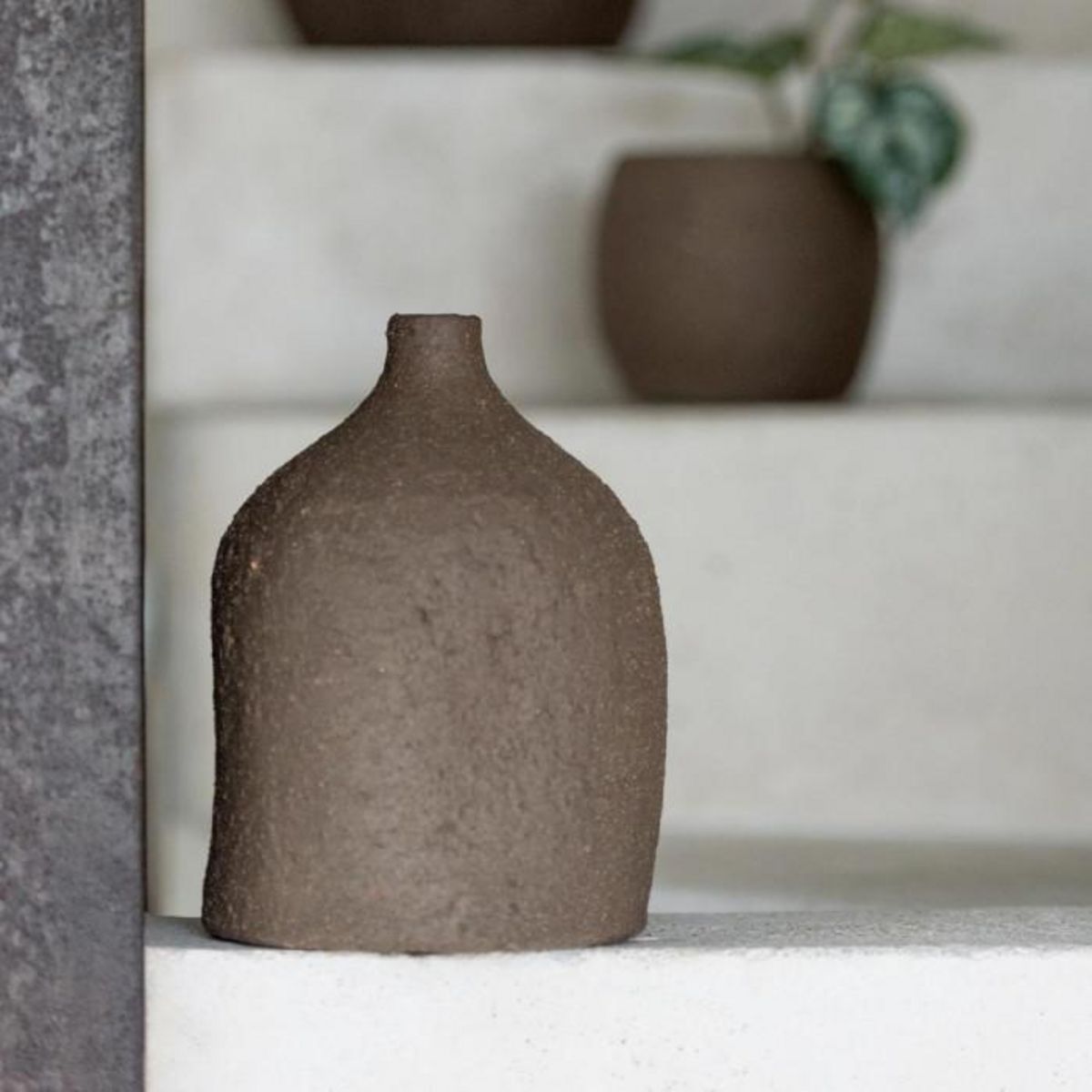 Paris Prix Vase Bouteille en Céramique  Enya  20cm Marron