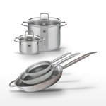 ELO Lot 3 Poêles 24/28/32cm et 2 Faitouts 20/26cm Elo Relief Solution