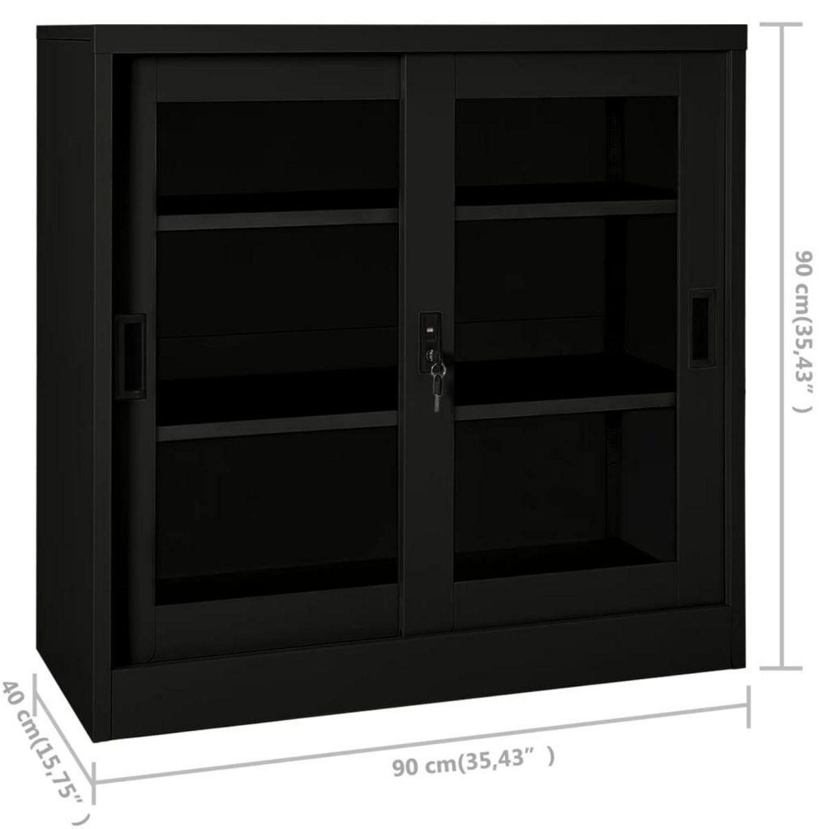 VIDAXL Armoire a portes coulissantes Noir 90x40x90 cm Acier