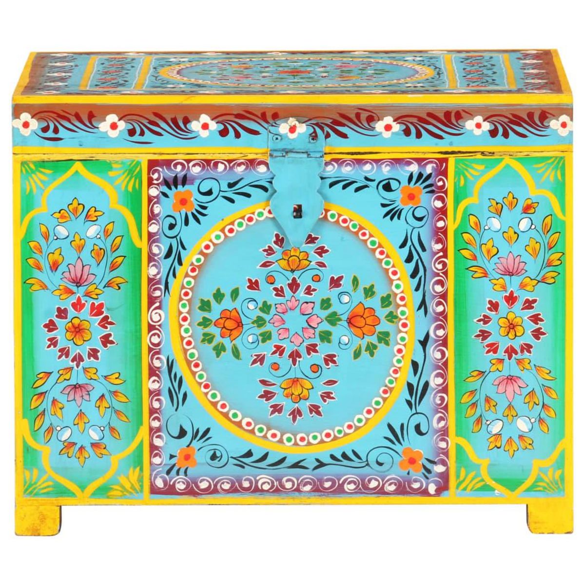 VIDAXL Boîte rangement peinte a main 50x40x40 cm bois manguier massif