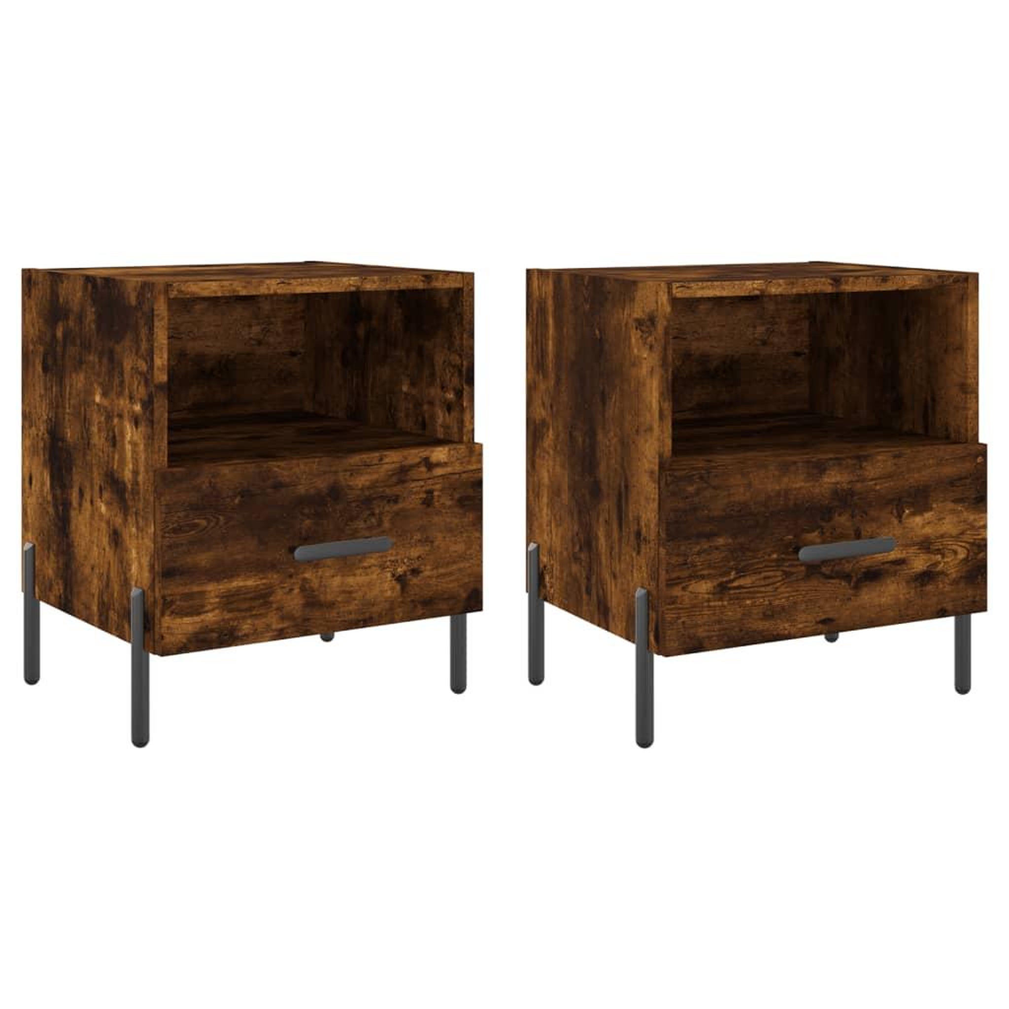 Voir la diapositive 2 : VIDAXL Tables de chevet 2pcs chene fume 40x35x47,5cm bois d'ingenierie