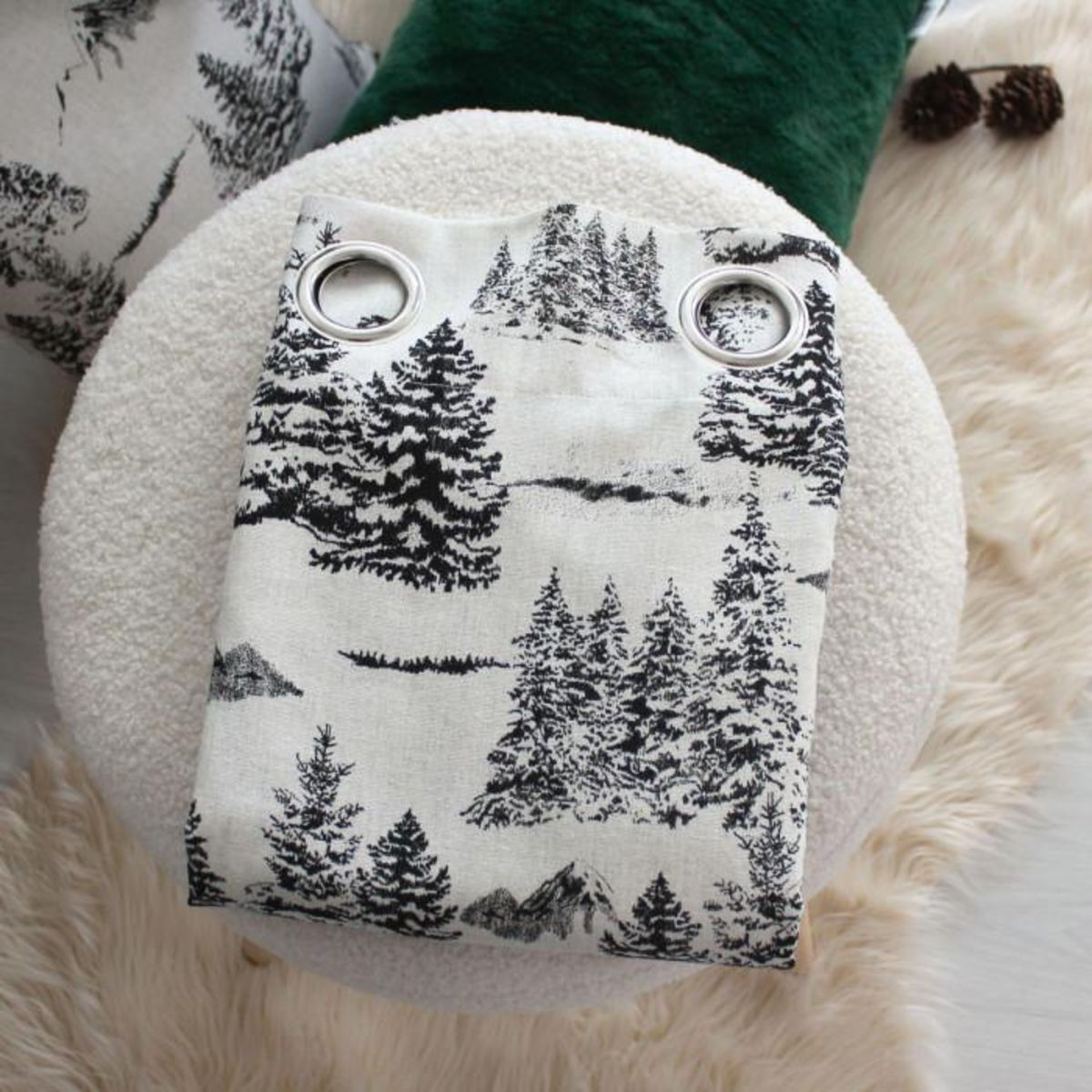 Paris Prix Rideau de Noël à Œillets  Ebène  140x240cm Écru & Anthracite