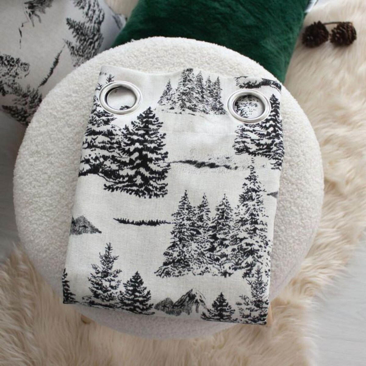 Paris Prix Rideau de Noël à Œillets  Ebène  140x240cm Écru & Anthracite