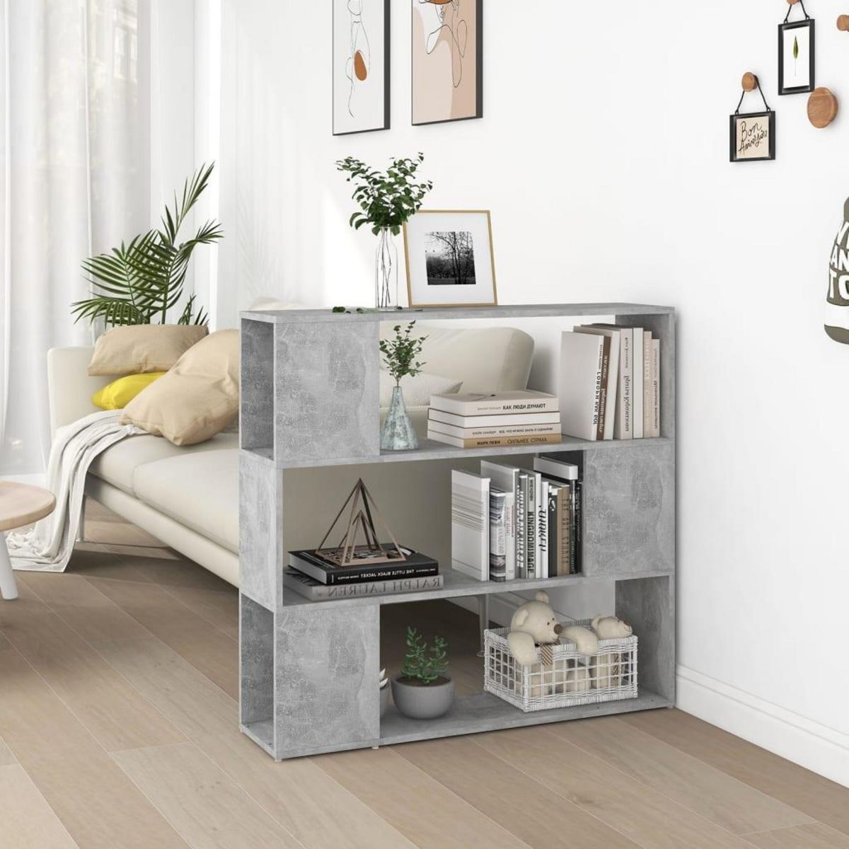 VIDAXL Bibliotheque/Separateur de piece Gris beton 100x24x94 cm