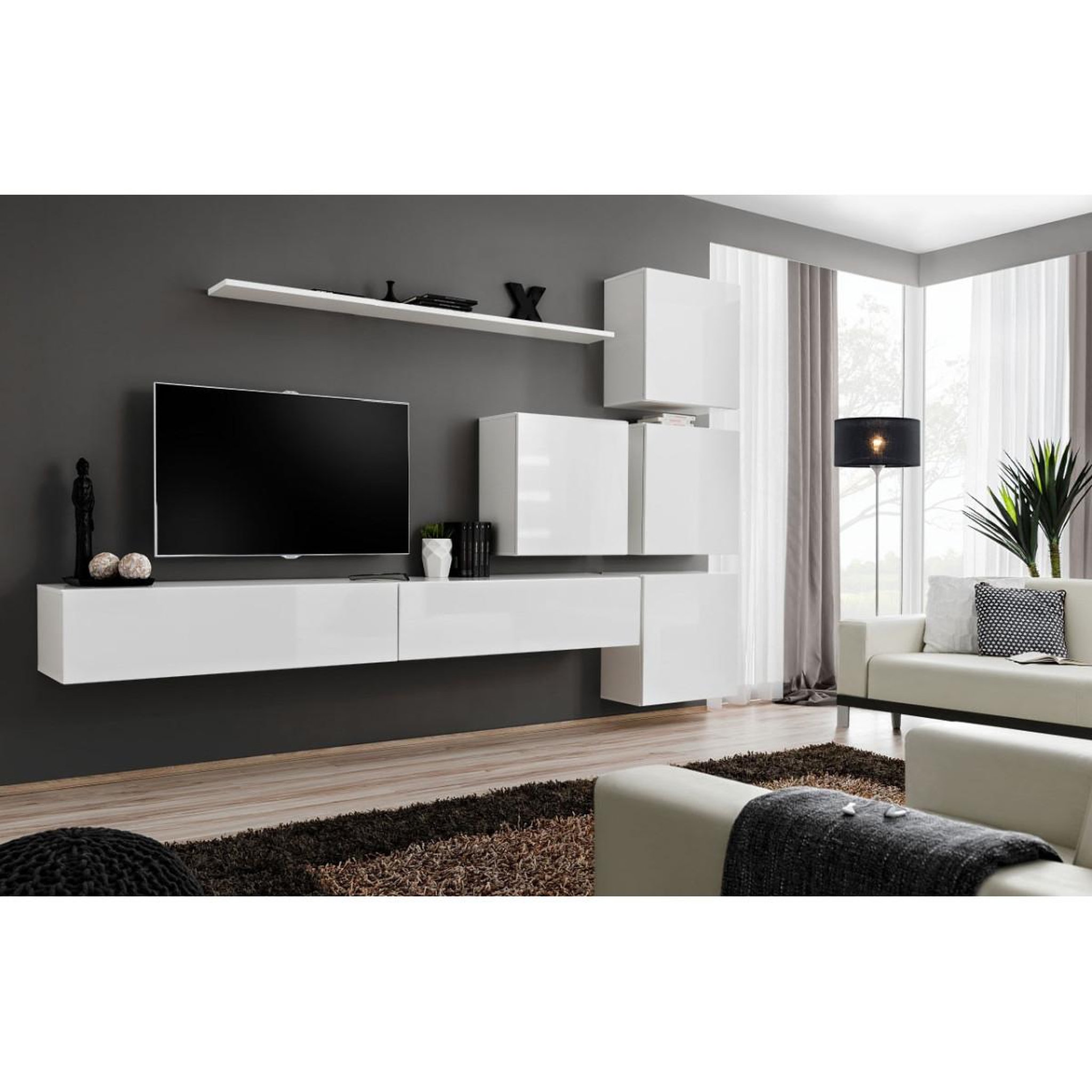 Voir la diapositive 5 : Paris Prix Meuble tv mural design  switch ix  310cm blanc