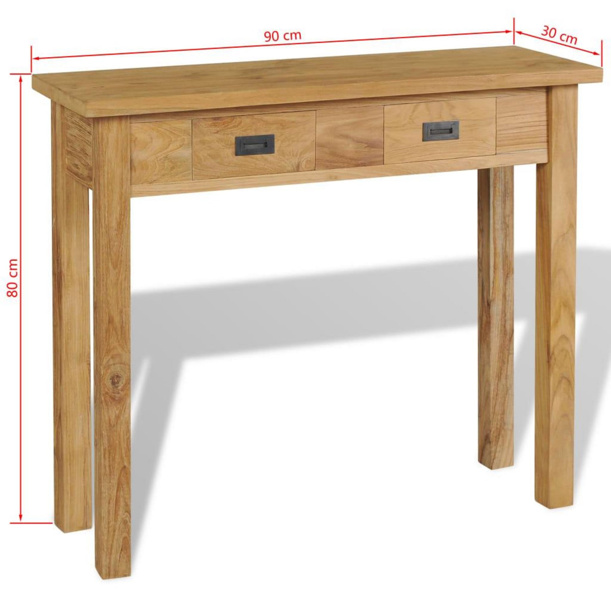 VIDAXL Table console teck massif 90x30x80 cm