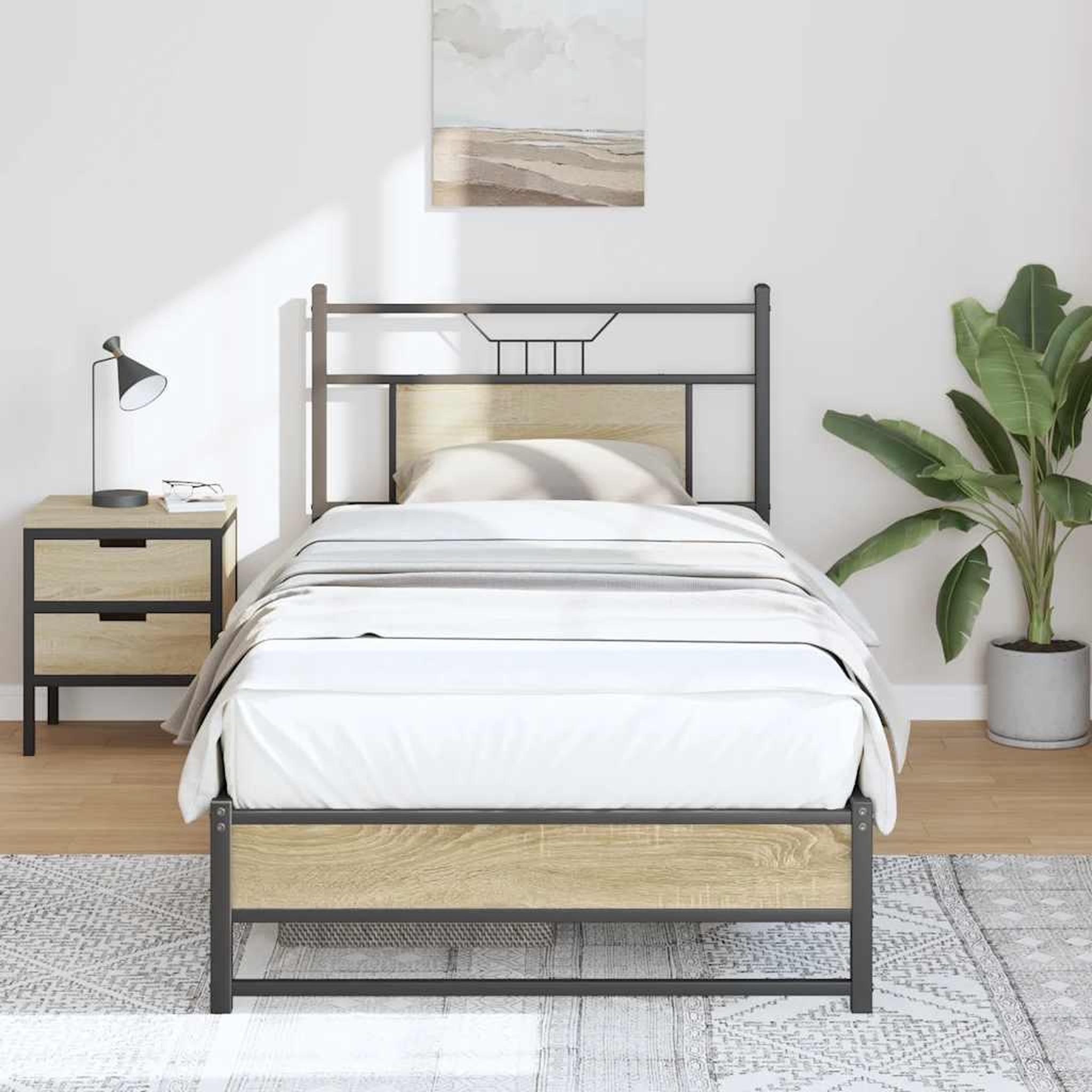 Voir la diapositive 4 : VIDAXL Cadre de lit sans matelas chene sonoma 90x200 cm