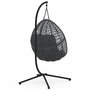 Voir la diapositive 6 : ID MARKET Fauteuil lune suspendu ajouré effet rotin avec coussin gris