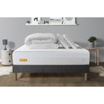 SEPTNUITS PACK Matelas + sommier gris Memo Bio  Mousse à mémoire de forme 5 zones de confort Maxi épaisseur + Couette + 2 oreiller. Coloris disponibles : Gris