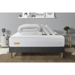 SEPTNUITS PACK Matelas + sommier gris Memo Bio  Mousse à mémoire de forme 5 zones de confort Maxi épaisseur + Couette + 2 oreiller. Coloris disponibles : Gris