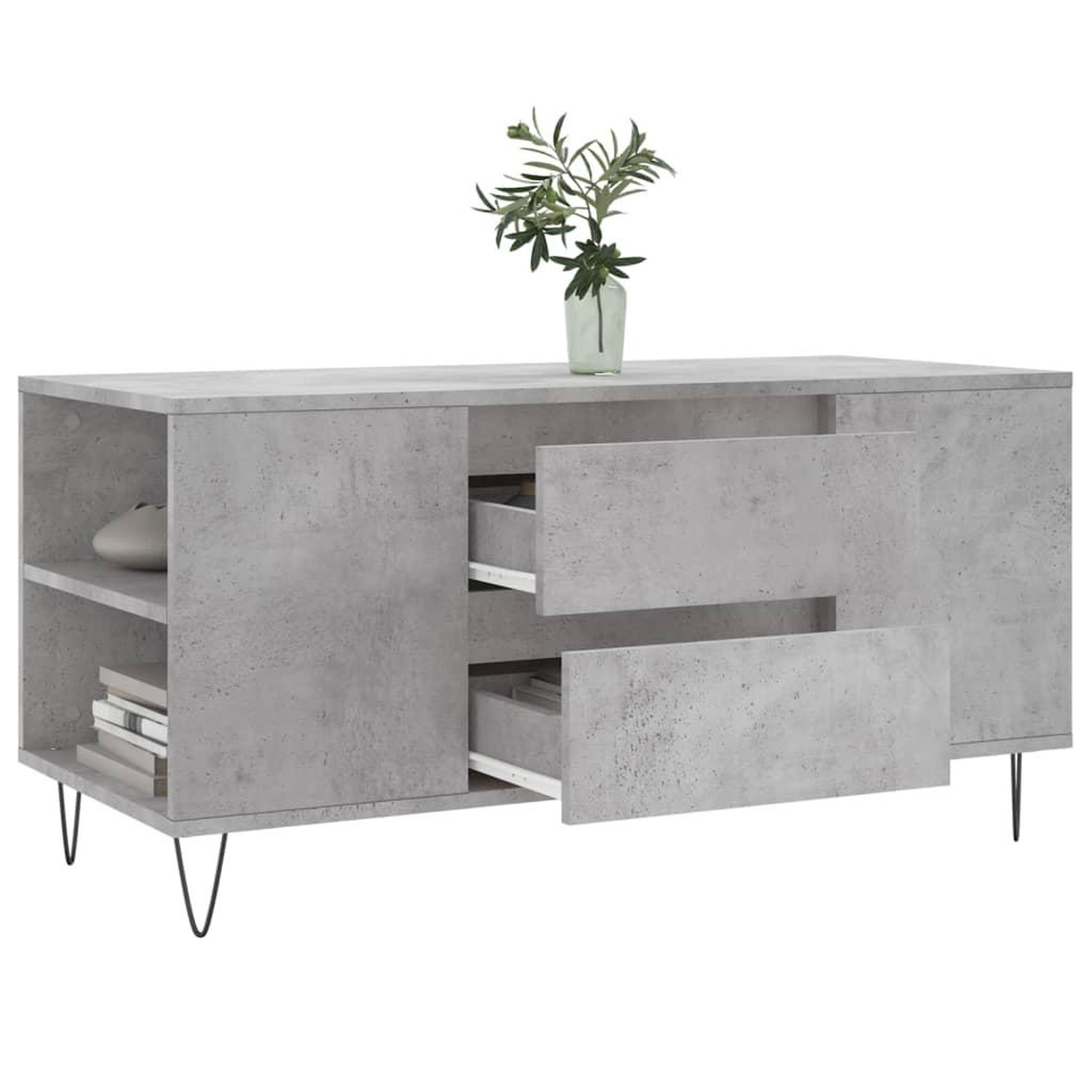 Voir la diapositive 4 : VIDAXL Table basse gris beton 102x44,5x50 cm bois d'ingenierie