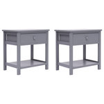VIDAXL Tables de chevet 2 pcs Gris 40x29x42 cm Bois de Paulownia