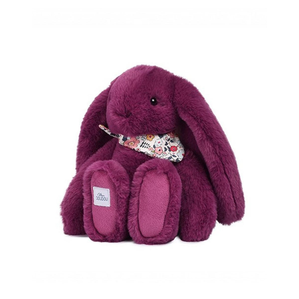 DOUDOU ET COMPAGNIE Peluche lapin fleurette - prune 35 cm