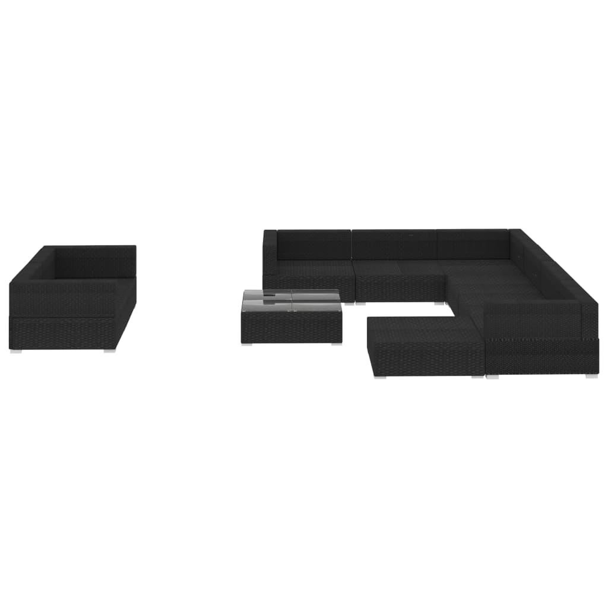 Voir la diapositive 3 : VIDAXL Salon de jardin 10 pcs avec coussins resine tressee noir