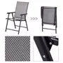 OUTSUNNY Lot de 2 chaises de jardin pliantes avec accoudoirs métal époxy textilène - dim. 58L x 64l x 94H cm - noir gris