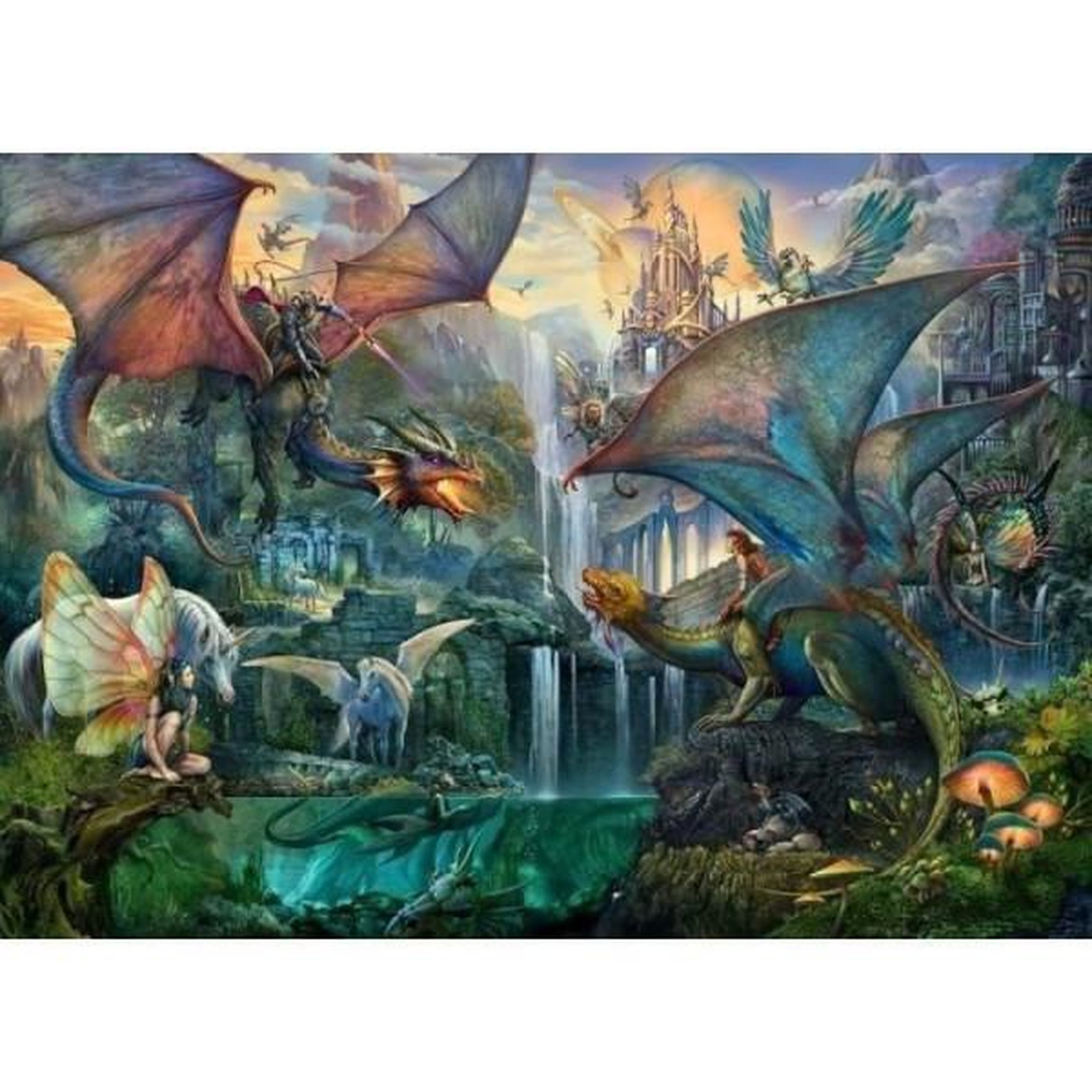 RAVENSBURGER Puzzle 9000 pieces la foret magique des dragons, fantastique, adulte, 16721, ravensburger