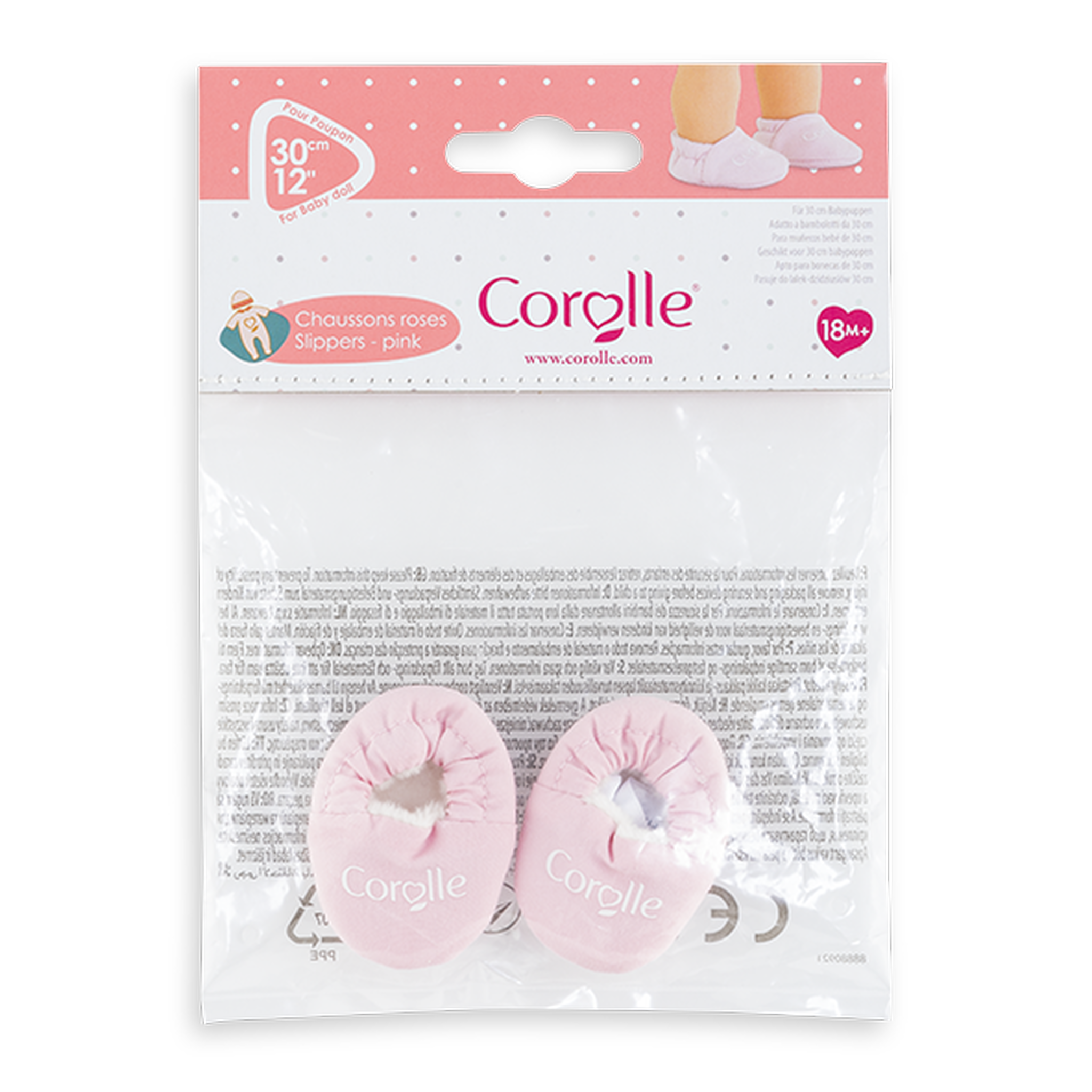 Voir la diapositive 3 : Corolle Chaussons roses pour poupon 30 cm