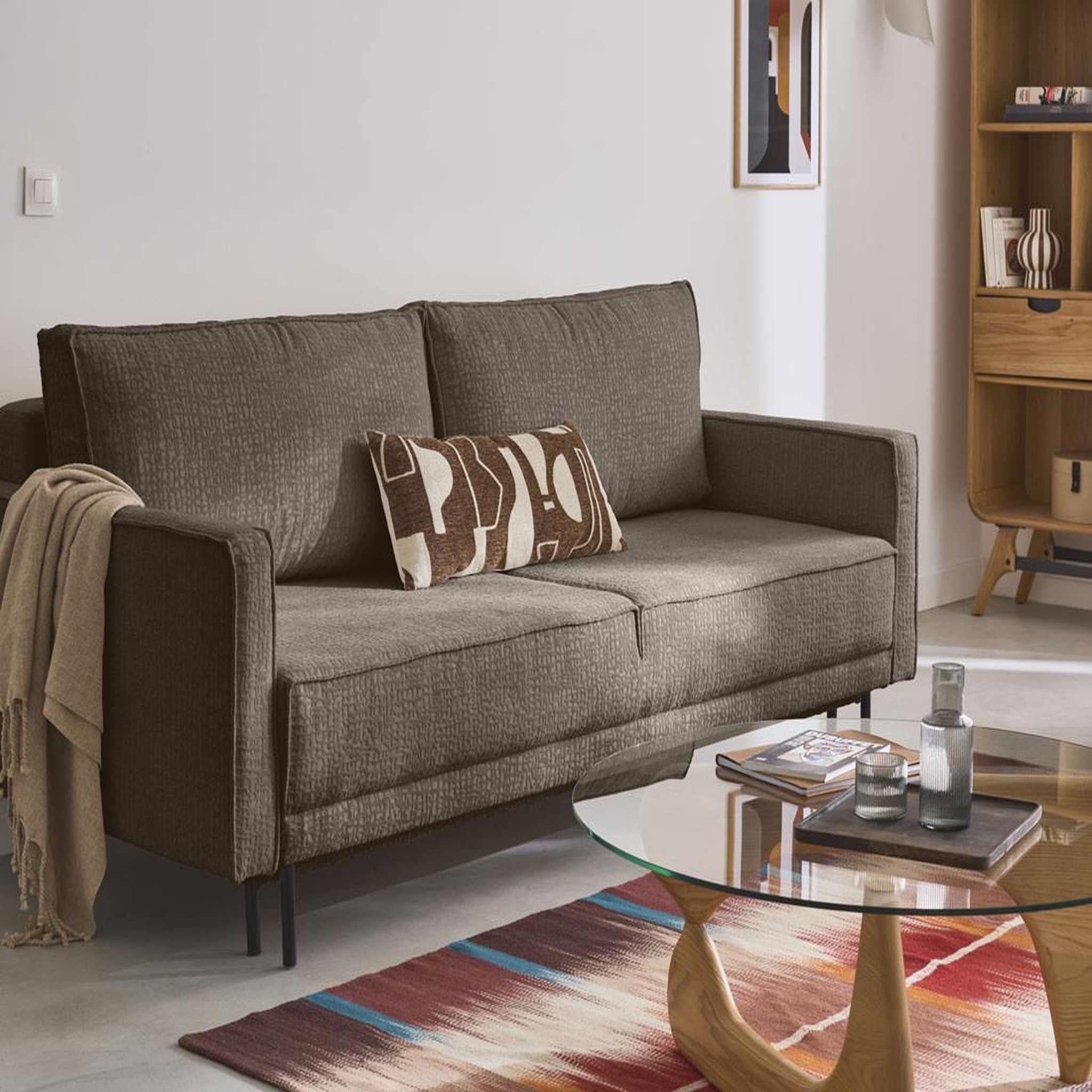 Voir la diapositive 1 : LISA DESIGN Charlie - canapé droit 3 places - convertible avec coffre - en tissu velours relief