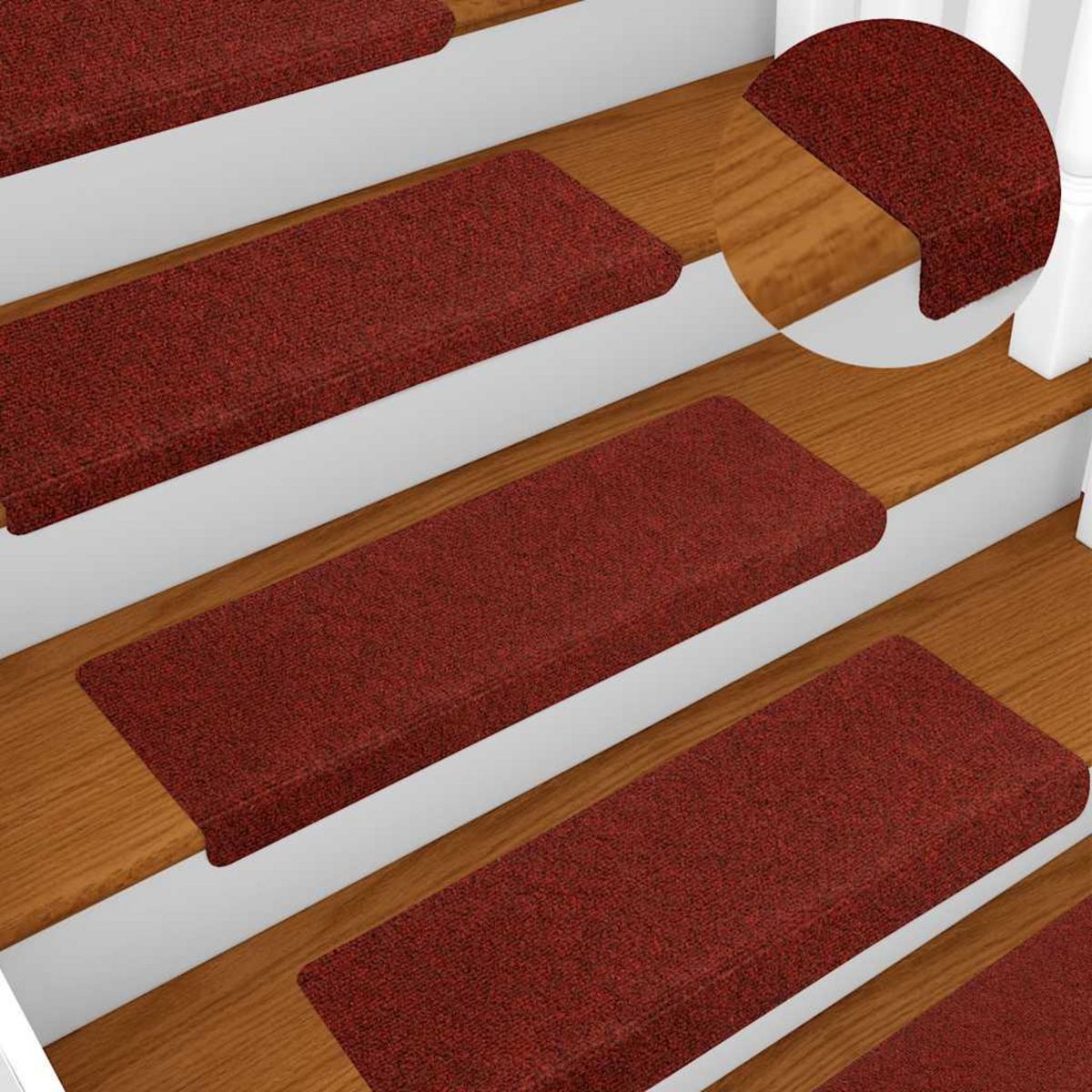 VIDAXL Tapis d'escalier autocollant 20 pcs rouge bordeaux 65x21x4 cm