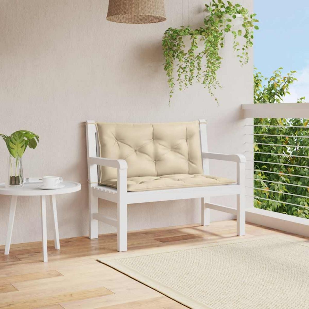 VIDAXL Coussin de banc de jardin beige 100x(50+50)x7 cm tissu oxford