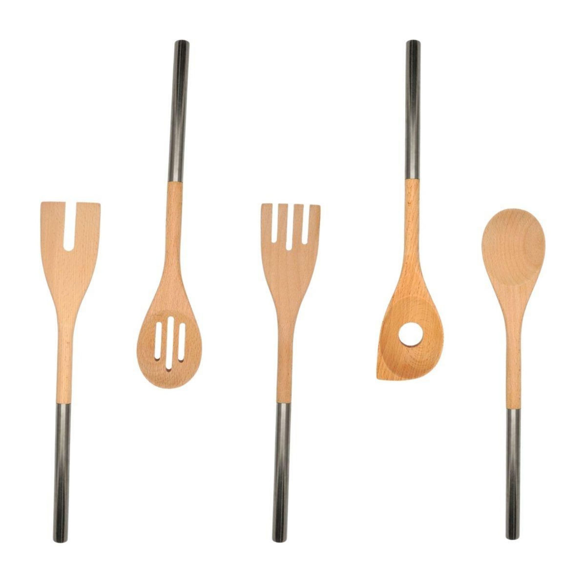 Fackelmann Ensemble de 5 couverts en bois et inox Fackelmann Boissellerie