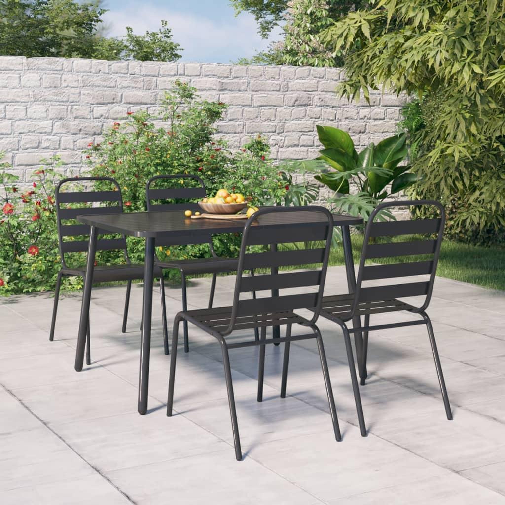 VIDAXL Ensemble a manger de jardin 5 pcs anthracite acier